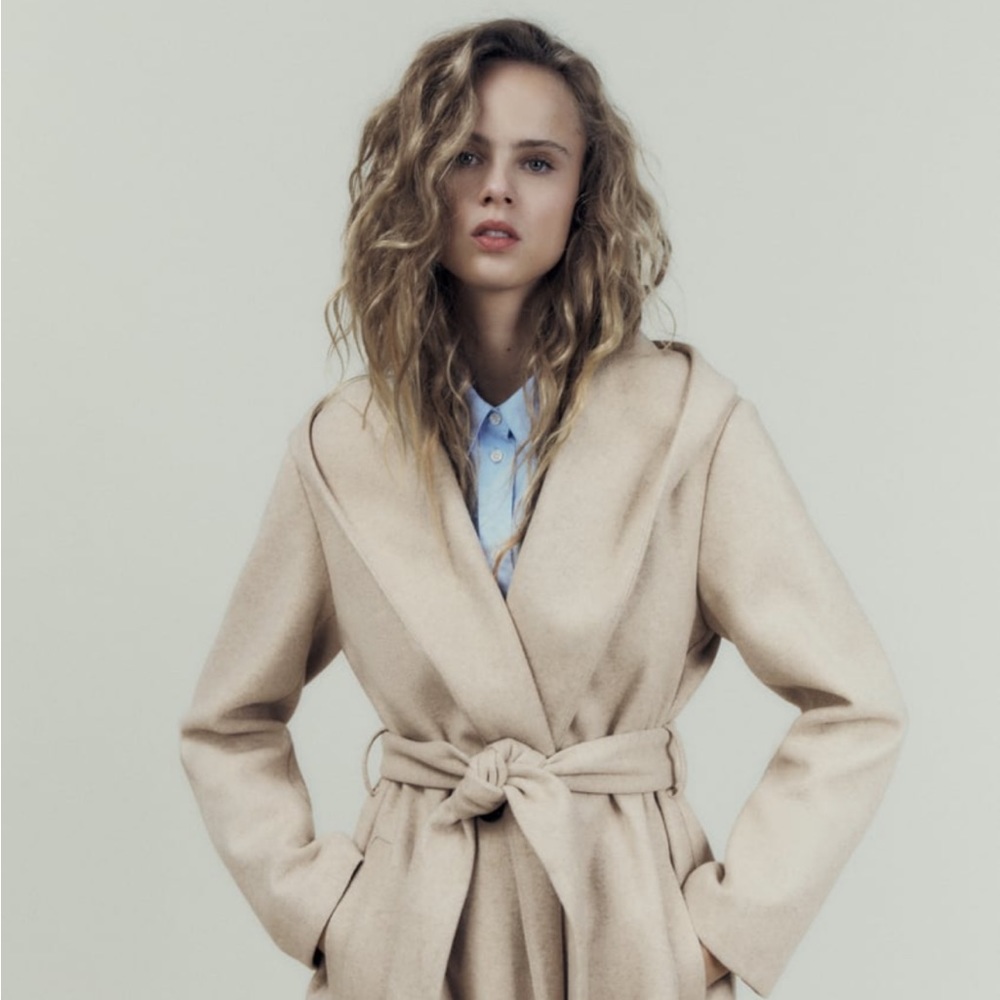 Zara belted hooded coat